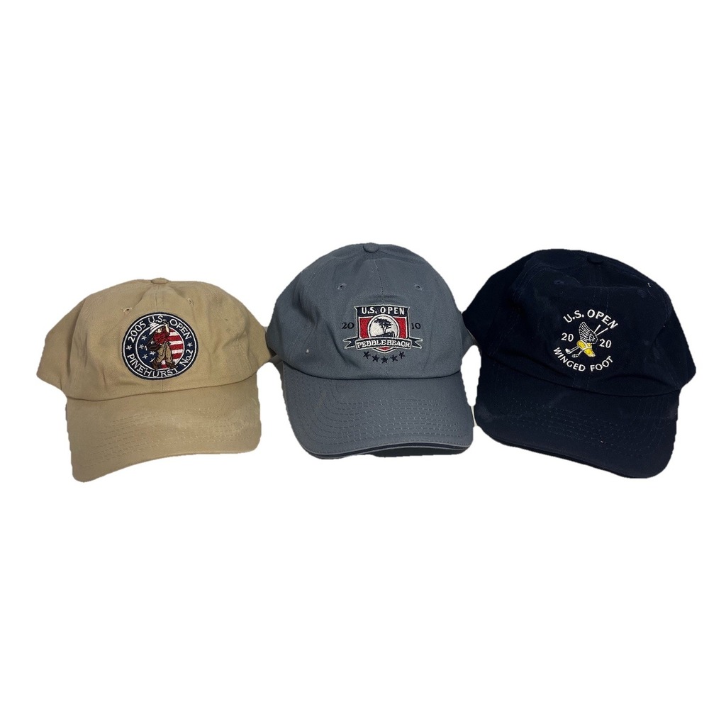 US Open Hats Golf Lot of 3‎ USGA 2005 2010 2020 Pebble Beach Pinehurst Winged
